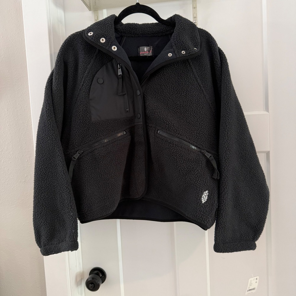FP Movement Hit The Slopes Fleece Jacket Black XS Women New Gorpcore Free People